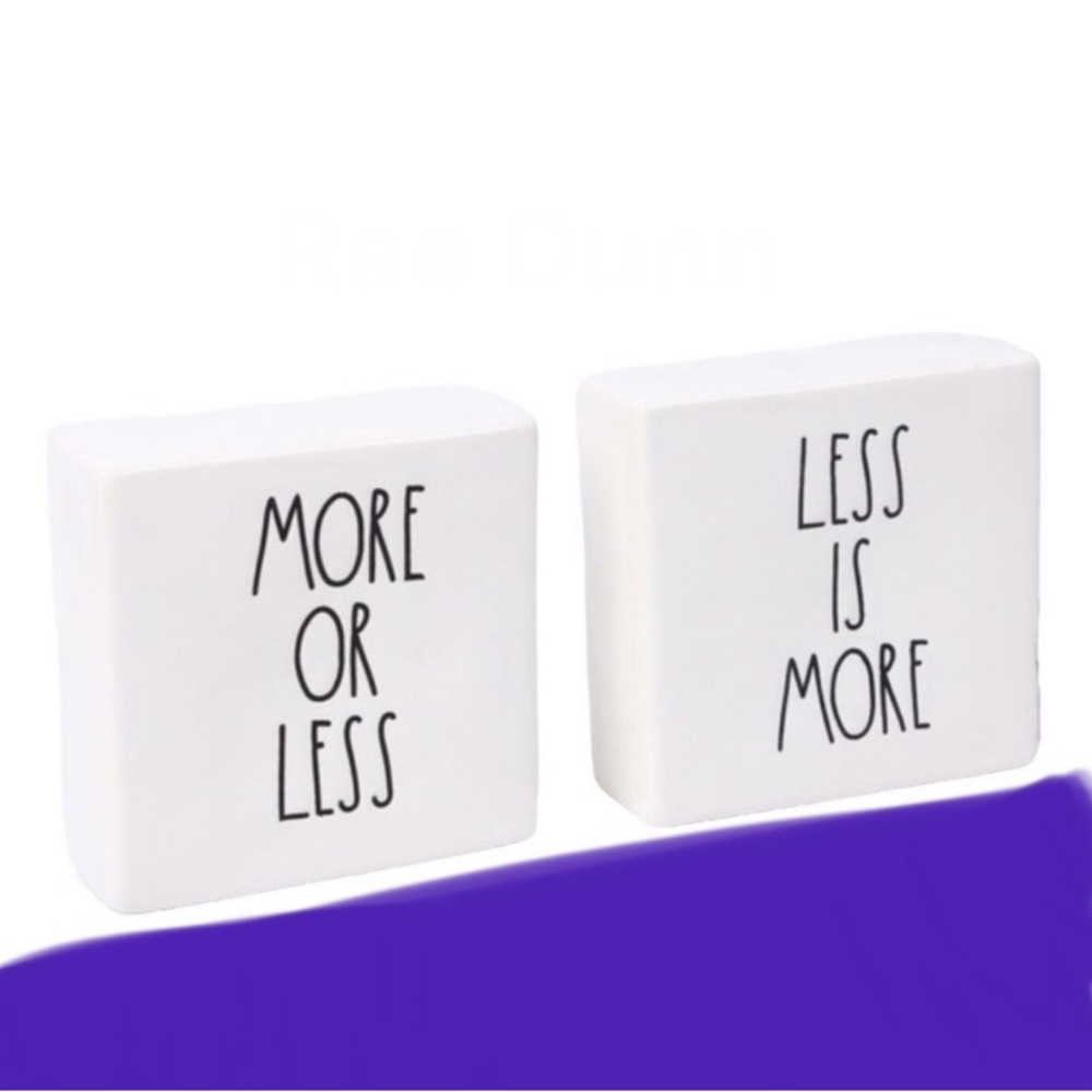 Rae Dunn reversible More or Less Less is More Artisan Collection
